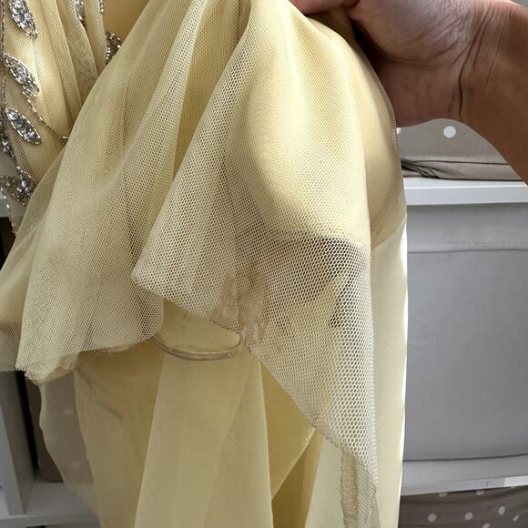 Vintage Cache Beaded Prom Maxi Dress Yellow - Picture 5 of 7